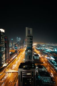 Preview wallpaper skyscrapers, city, aerial view, night, buildings, lights