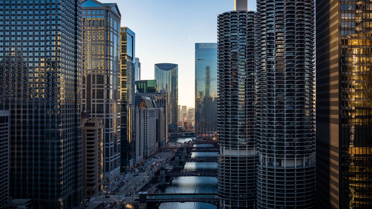 Wallpaper skyscrapers, city, buildings, canal, bridges