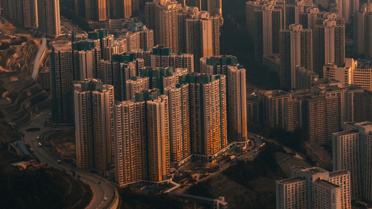 Wallpaper skyscrapers, city, buildings, road