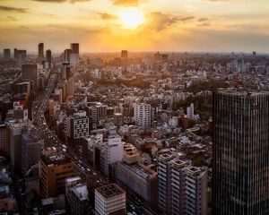 Preview wallpaper skyscrapers, city, top view