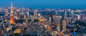 Preview wallpaper skyscrapers, city, view from above, buildings