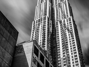 Preview wallpaper skyscrapers, houses, buildings, city, black and white