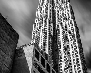 Preview wallpaper skyscrapers, houses, buildings, city, black and white