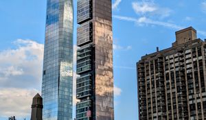 Preview wallpaper skyscrapers, mirrored, buildings, sky