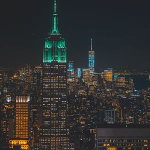 Preview wallpaper skyscrapers, night, buildings, architecture