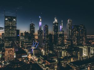 Preview wallpaper skyscrapers, night, buildings, architecture, sky