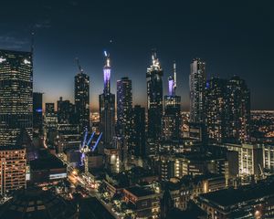 Preview wallpaper skyscrapers, night, buildings, architecture, sky