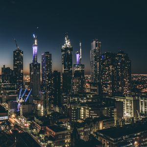 Preview wallpaper skyscrapers, night, buildings, architecture, sky