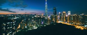 Preview wallpaper skyscrapers, night city, aerial view, architecture, taipei, taiwan, china