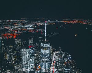 Preview wallpaper skyscrapers, night city, new york, usa