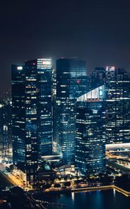 Preview wallpaper skyscrapers, night city, view from above