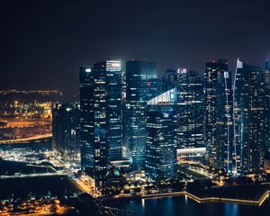 Preview wallpaper skyscrapers, night city, view from above