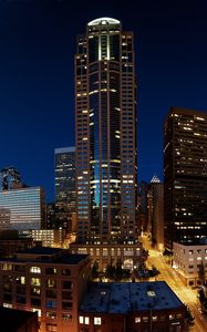 Preview wallpaper skyscrapers, night, seattle