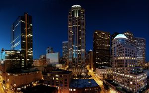 Preview wallpaper skyscrapers, night, seattle