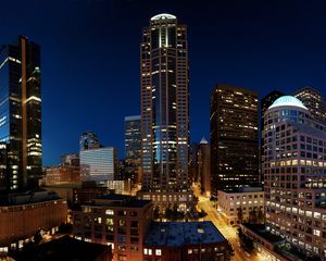 Preview wallpaper skyscrapers, night, seattle