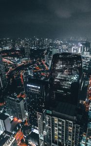 Preview wallpaper skyscrapers, night, top view, city lights, metropolis