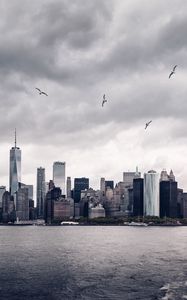 Preview wallpaper skyscrapers, panorama, megalopolis, new york, usa