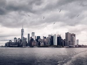 Preview wallpaper skyscrapers, panorama, megalopolis, new york, usa