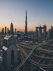 Preview wallpaper skyscrapers, road junction, multi-level, architecture, buildings, modern, dubai, uae