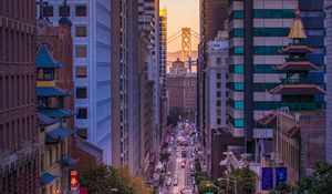 Preview wallpaper skyscrapers, road, marking, traffic, city