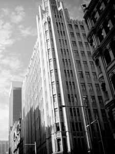 Preview wallpaper skyscrapers, sky, building, black white