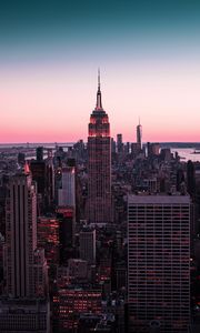 Preview wallpaper skyscrapers, sunset, architecture, new york, usa