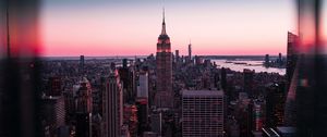 Preview wallpaper skyscrapers, sunset, architecture, new york, usa