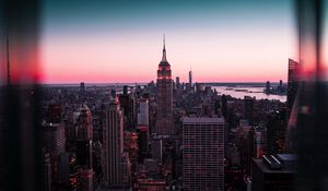 Preview wallpaper skyscrapers, sunset, architecture, new york, usa