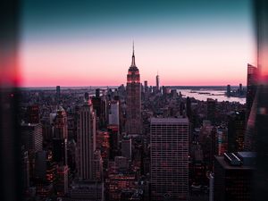 Preview wallpaper skyscrapers, sunset, architecture, new york, usa