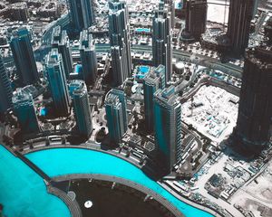 Preview wallpaper skyscrapers, top view, burj khalifa, dubai, united arab emirates