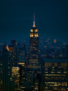 Preview wallpaper skyscrapers, tower, lights, city, buildings, night