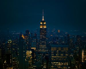 Preview wallpaper skyscrapers, tower, lights, city, buildings, night