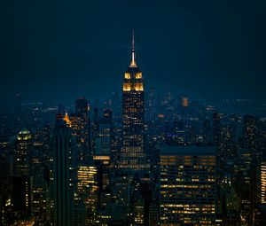 Preview wallpaper skyscrapers, tower, lights, city, buildings, night