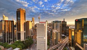 Preview wallpaper skyscrapers, tower, pier, australia, sydney