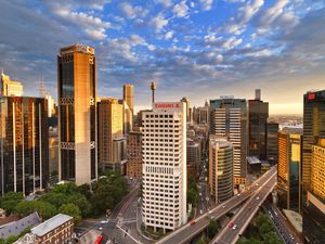 Preview wallpaper skyscrapers, tower, pier, australia, sydney