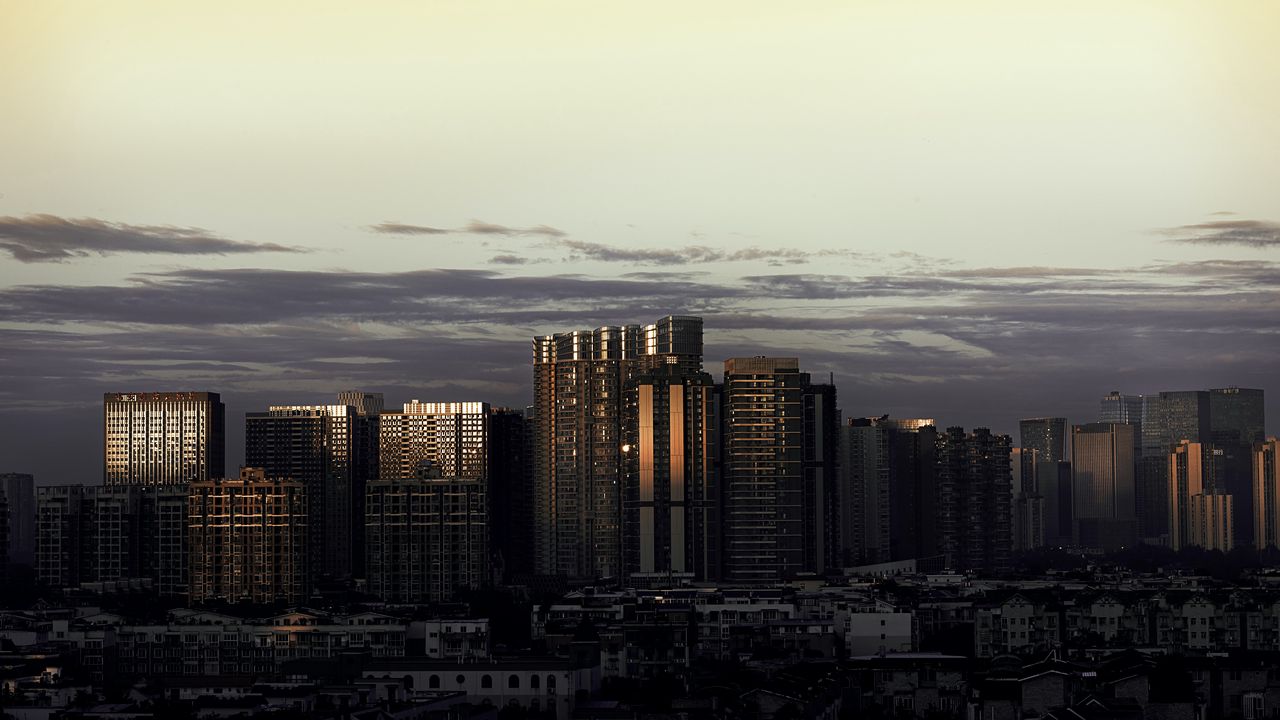 Wallpaper skyscrapers, towers, buildings, architecture, evening