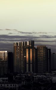Preview wallpaper skyscrapers, towers, buildings, architecture, evening