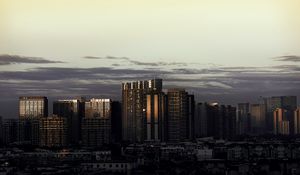 Preview wallpaper skyscrapers, towers, buildings, architecture, evening