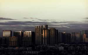 Preview wallpaper skyscrapers, towers, buildings, architecture, evening