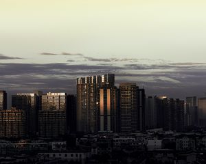 Preview wallpaper skyscrapers, towers, buildings, architecture, evening