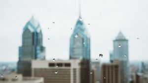 Preview wallpaper skyscrapers, towers, buildings, drops, blur