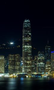 Preview wallpaper skyscrapers, towers, lights, city, night