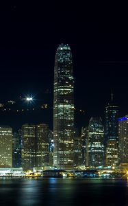 Preview wallpaper skyscrapers, towers, lights, city, night