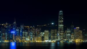 Preview wallpaper skyscrapers, towers, lights, city, night
