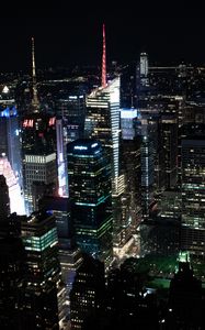 Preview wallpaper skyscrapers, towers, night, city, backlight