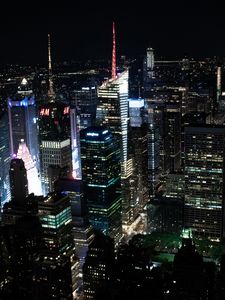 Preview wallpaper skyscrapers, towers, night, city, backlight