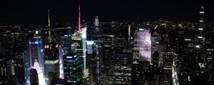 Preview wallpaper skyscrapers, towers, night, city, backlight