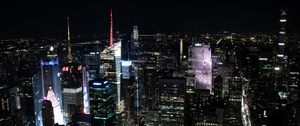Preview wallpaper skyscrapers, towers, night, city, backlight