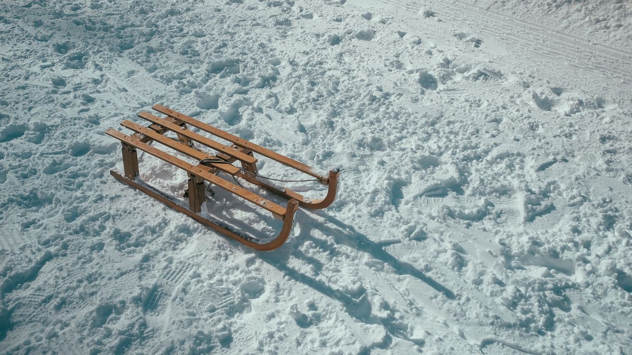 Wallpaper sled, snow, winter, shadow