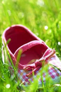 Preview wallpaper slippers, grass, shoes, bright